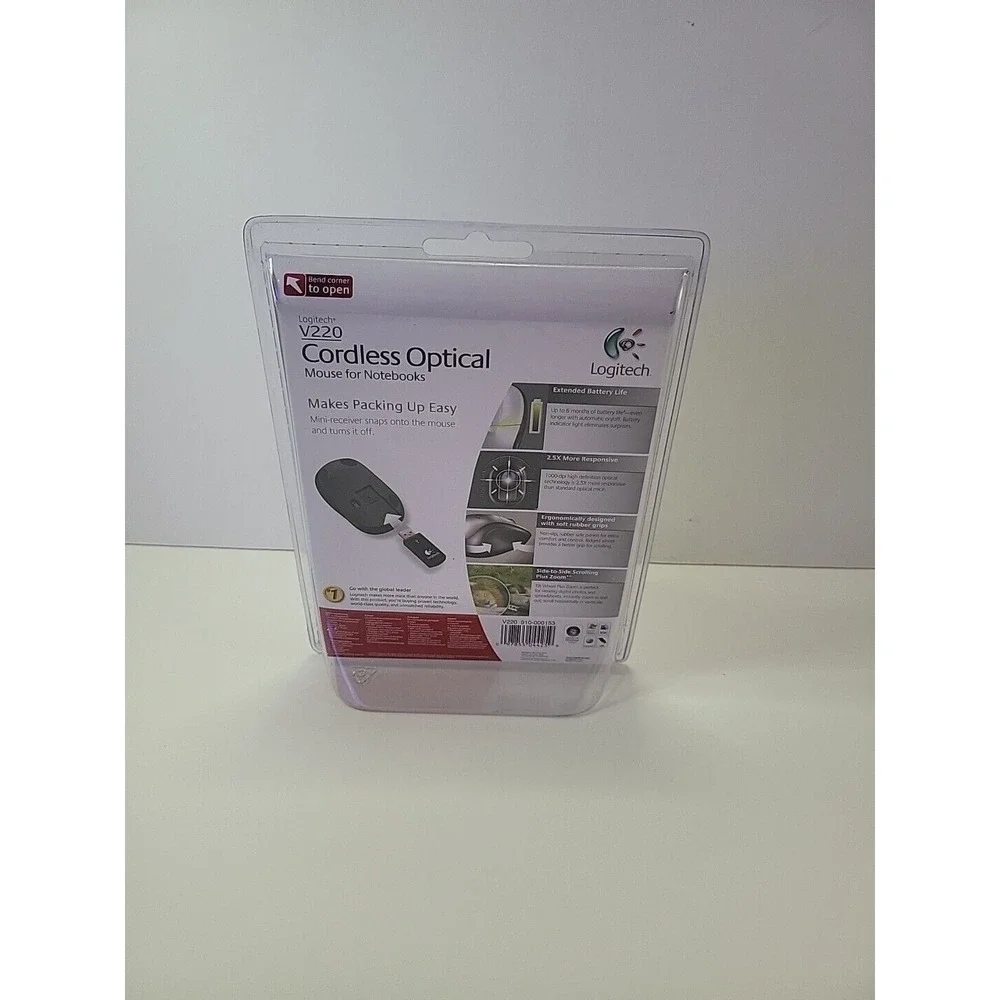 Logitech V220 Cordless Optical Mouse for Notebooks Laptops New Unopened Computer